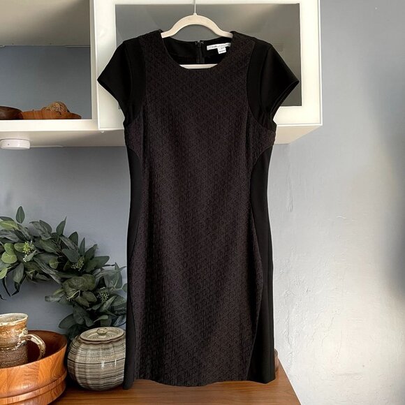 Diane von Furstenberg DVF Pele Eyelet Knit Sheath Jersey Dress Black - Picture 3 of 8